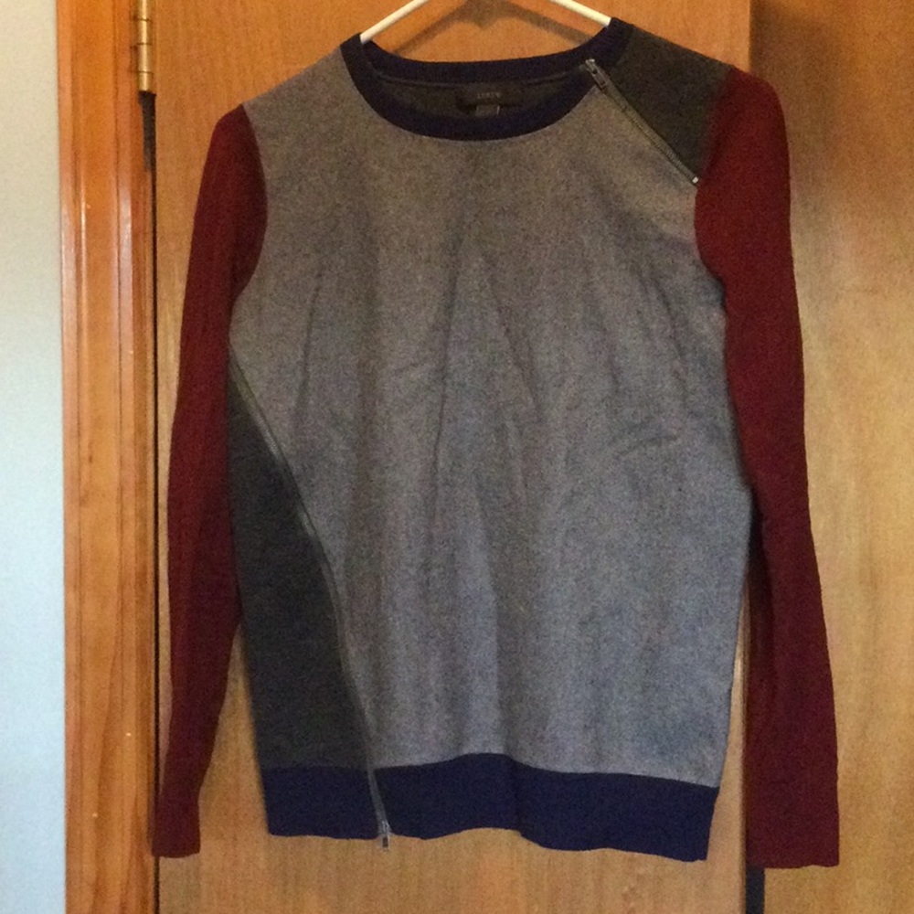 EUC J. Crew Wool Felt Color Block Sweater